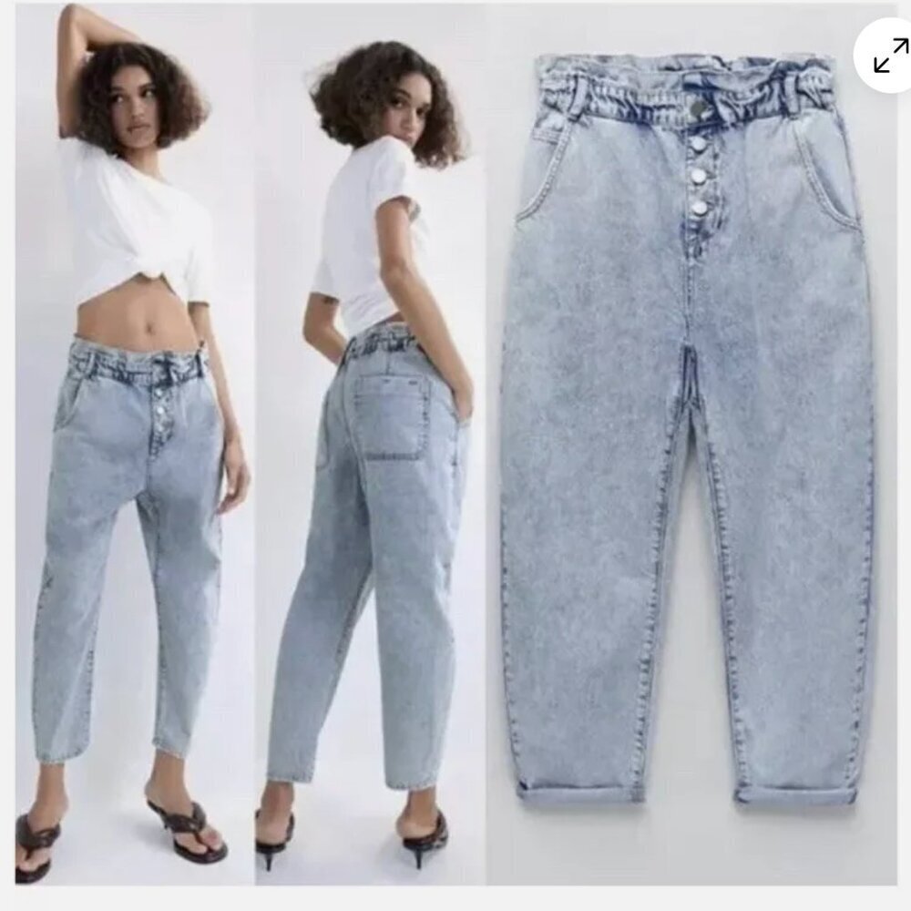 ZARA High Waist Baggy Fit Vintage Style Jeans  Size 6 NEW WITH TAG!